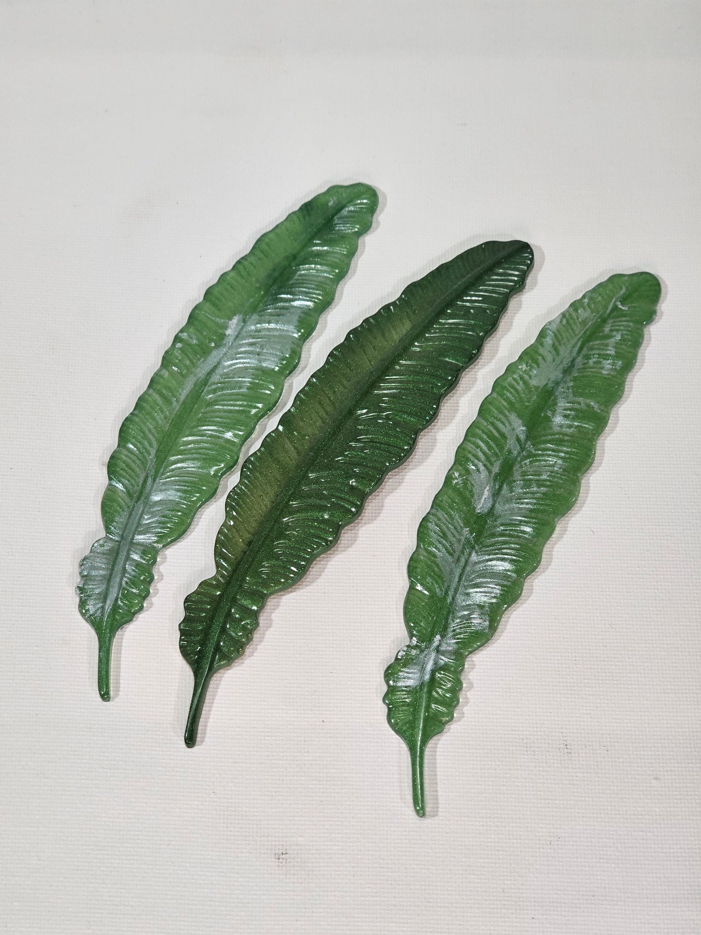 Green and Silver Feather Bookmark Set