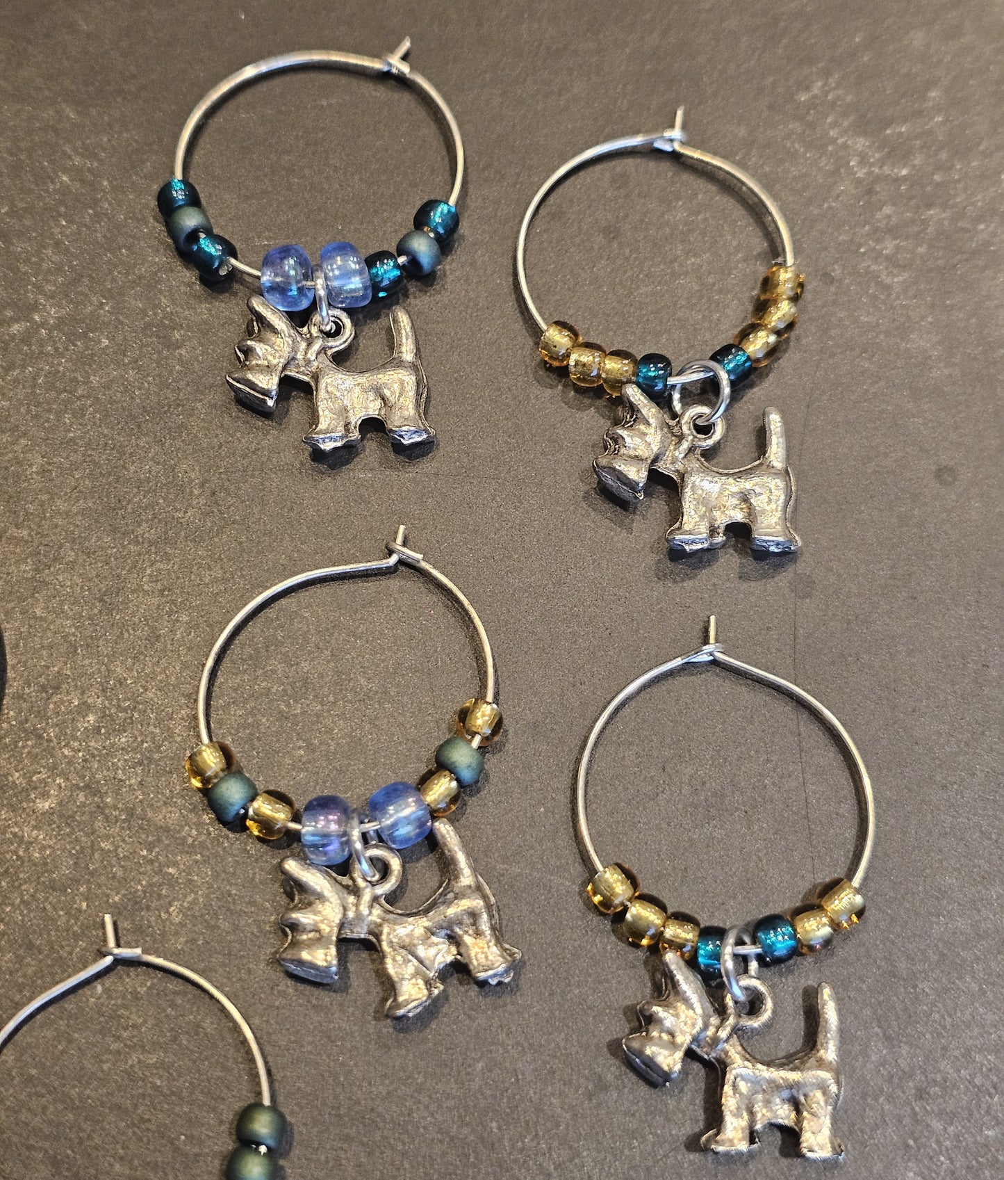 Dog and Bone Wine Charms x8