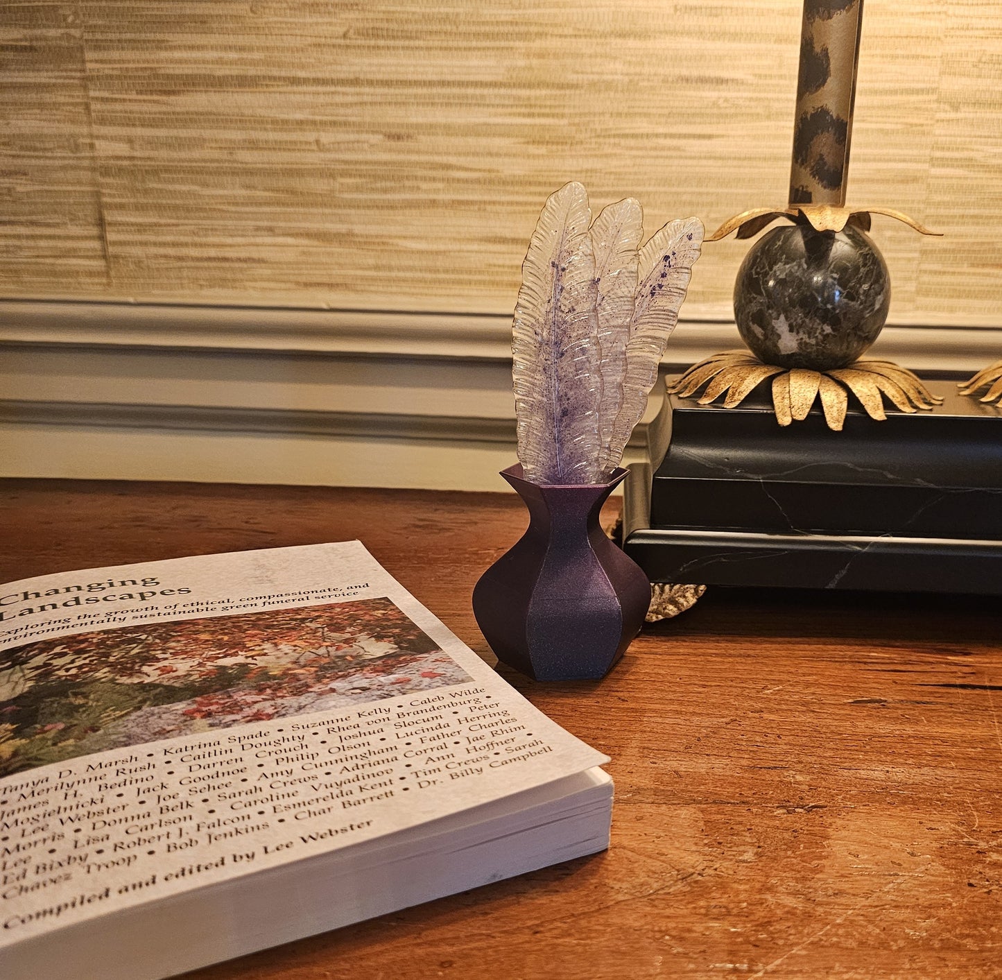 Purple Stars Feather Bookmark Set