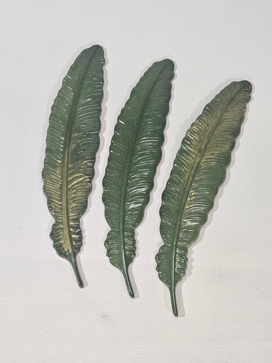 Green and Gold Feather Bookmark Set