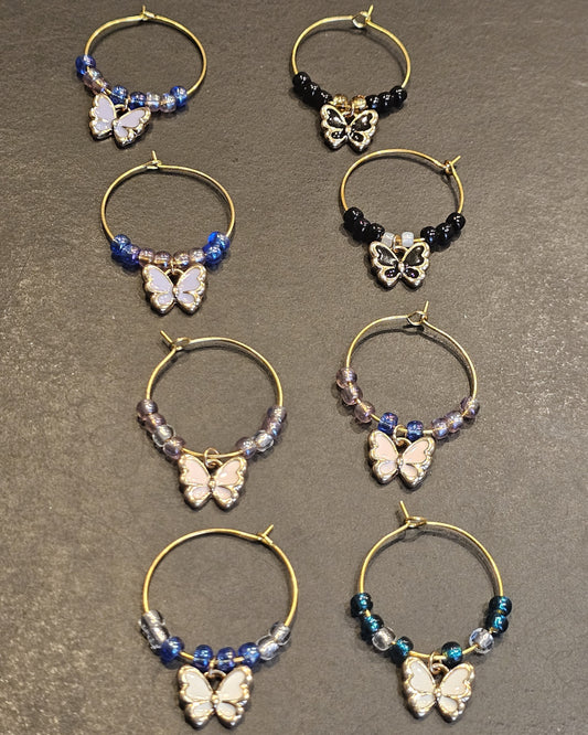 Butterfly Wine Charms x8